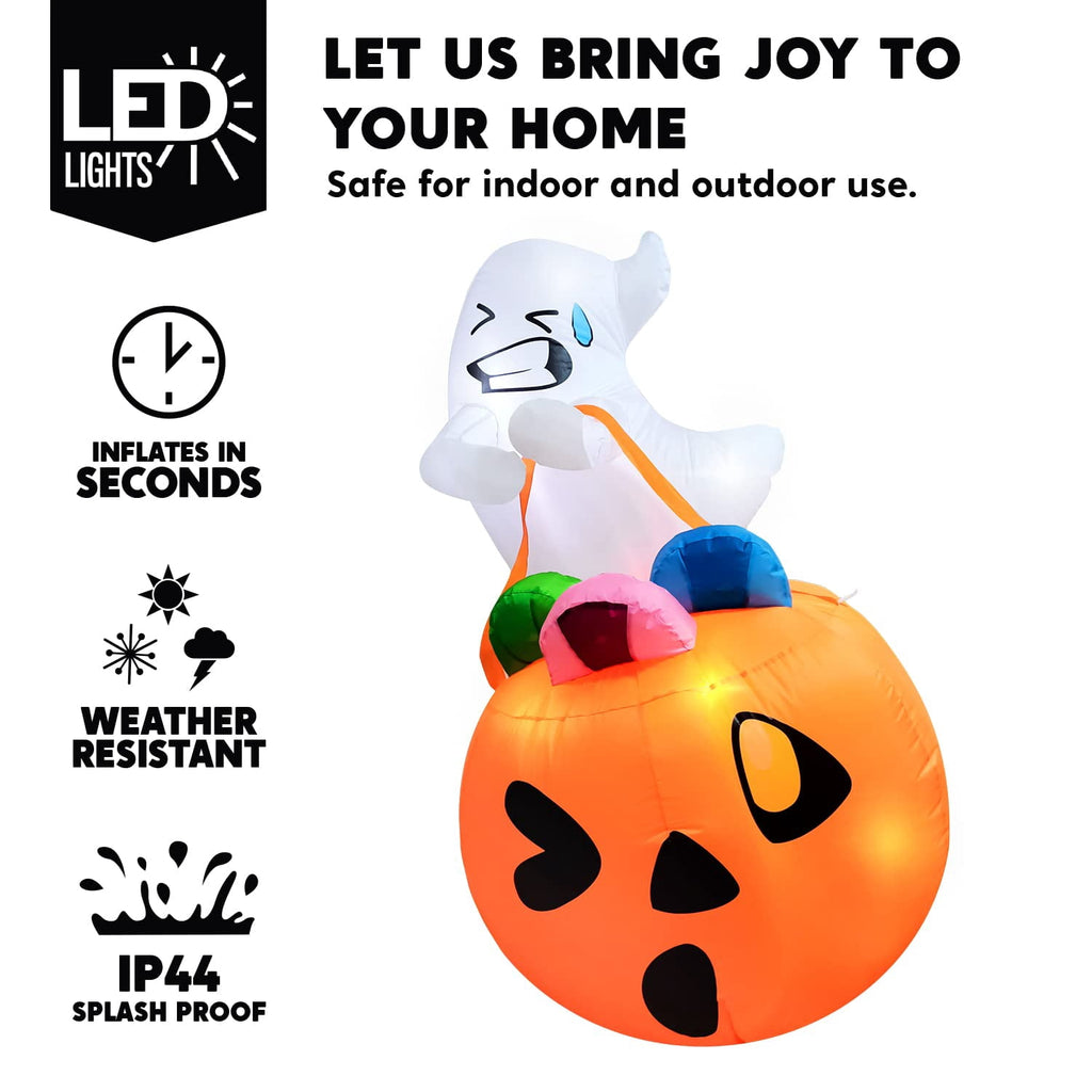 Joyfy 5ft Halloween Inflatables Light up Cute Ghost