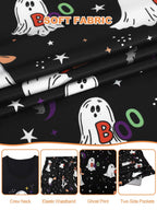 Homlouue Halloween Womens Plus Size Pajama Sets 2-Piece, Cute Ghost Print V-Neck Loungewear with Pockets, Soft Sleepwear for Holiday