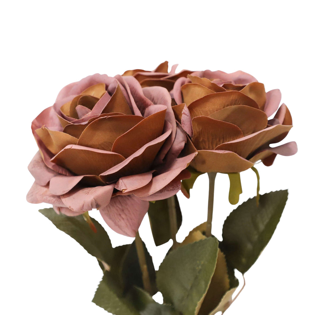 My Texas House Fall Faux Rose Bundle, Light Brown, 20"