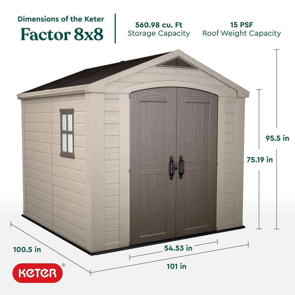 Keter Resin Outdoor Storage Shed, 8 x 11 Foot, 550 Cu. Ft., Taupe