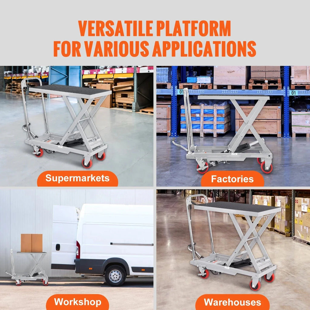 BENTISM Hydraulic Lift Table Cart, 500 lbs, 28 x 18 inches, Gray - TF23