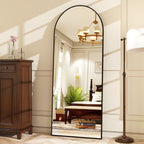 BEAUTYPEAK Arched Full Length Floor Mirror 64"x21.1" Full Body Standing Mirror,Black
