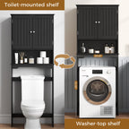 CONCETTA Black Over The Toilet Cabinet for Bathroom, Space Saver Storage with Quiet Magnetic Doors & Adjustable Bottom Stabilizer
