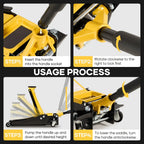 Naipo 3 Ton Low Profile Floor Jack, All Steel, 2.87in-19.69in, Yellow
