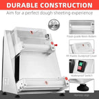 Commercial Electric Pizza Dough Sheeter, 16-Inch Max Width, 370W Stainless Steel Roller