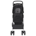 HomGarden 4 Wheel Foldable Pet Stroller Carrier Cart With Storage Basket And Cup Holder - Black