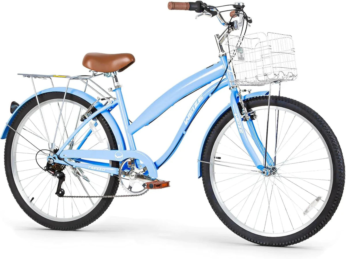 WEIZE 26 Inch 7-Speed High-Carbon Steel Beach Cruiser Bike