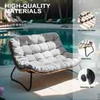 Crestlive Products Patio Loveseat With Cushions, Beige, 53 in x 36 in x 30 in, 350 Pounds Capacity