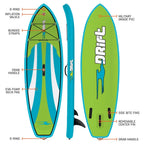 Drift Kids Inflatable Stand Up Paddle Board, 8'x33in, With Adjustable Aluminum Paddle And Backpack Travel Bag
