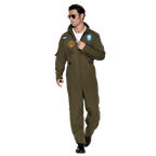 Joyfy Flight Pilot Costume for Adults Pilots Uniform Costume Movie Icon Green Jumpsuit for Men Halloween Party Fancy Dress up Cosplay