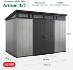 Keter Artisan 11x7 Modern Resin Outdoor Storage Shed Kit - Grey & Black