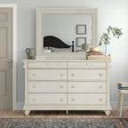 8 Drawer 64in W Double Dresser With Mirror - 80in H x 18in D