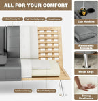 Homall Faux PU Leather Futon Sofa Bed, 65 x 30.7 x 28 in, Adjustable Recliner With Cup Holders