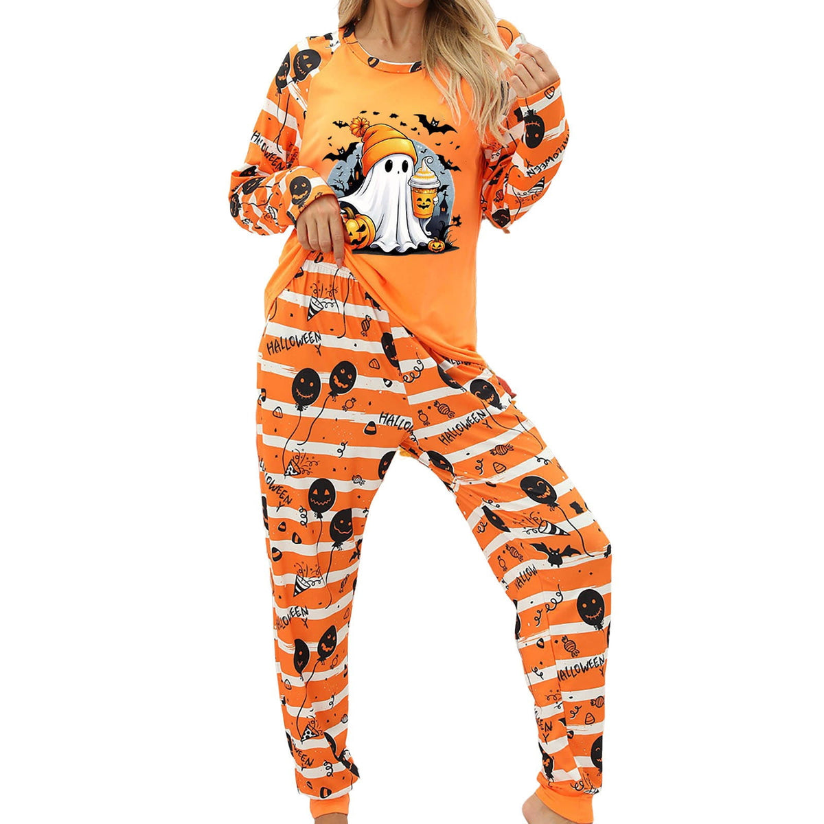 Pajamas For Women Set Halloween Cozy 2 Piece Outfit Soft Comfortable Sleepwear Loungewear Nightwear Nightclothes Homewear