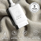Sunbeam Heated Electric Microplush Throw Blanket, Light Gray, 4 Heat Settings, 50 x 70 in