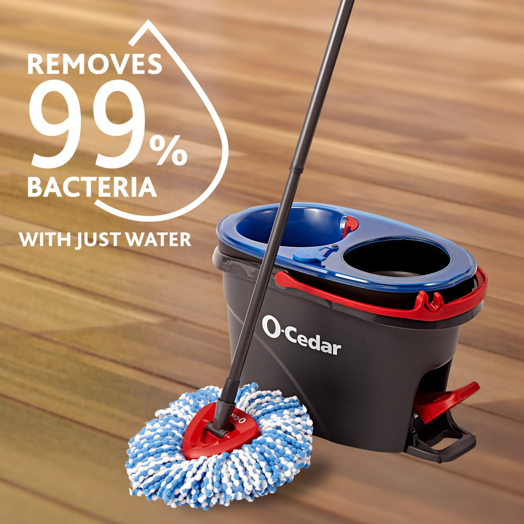 O-Cedar RinseClean Microfiber Spin Mop & Bucket Set with Clean Water Tank