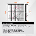 KFFKFF 4-Panel Japanese Room Divider Screen, Wooden Folding Privacy Screen for Indoor Use, Portable Partition for Room Separation and Decoration in