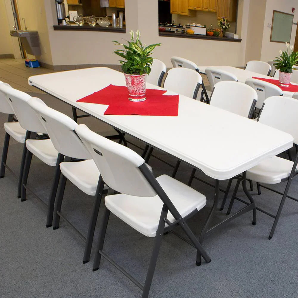 Lifetime Commercial Stacking Folding Tables, White, 4-Pack, 8 ft x 30 in - 80344