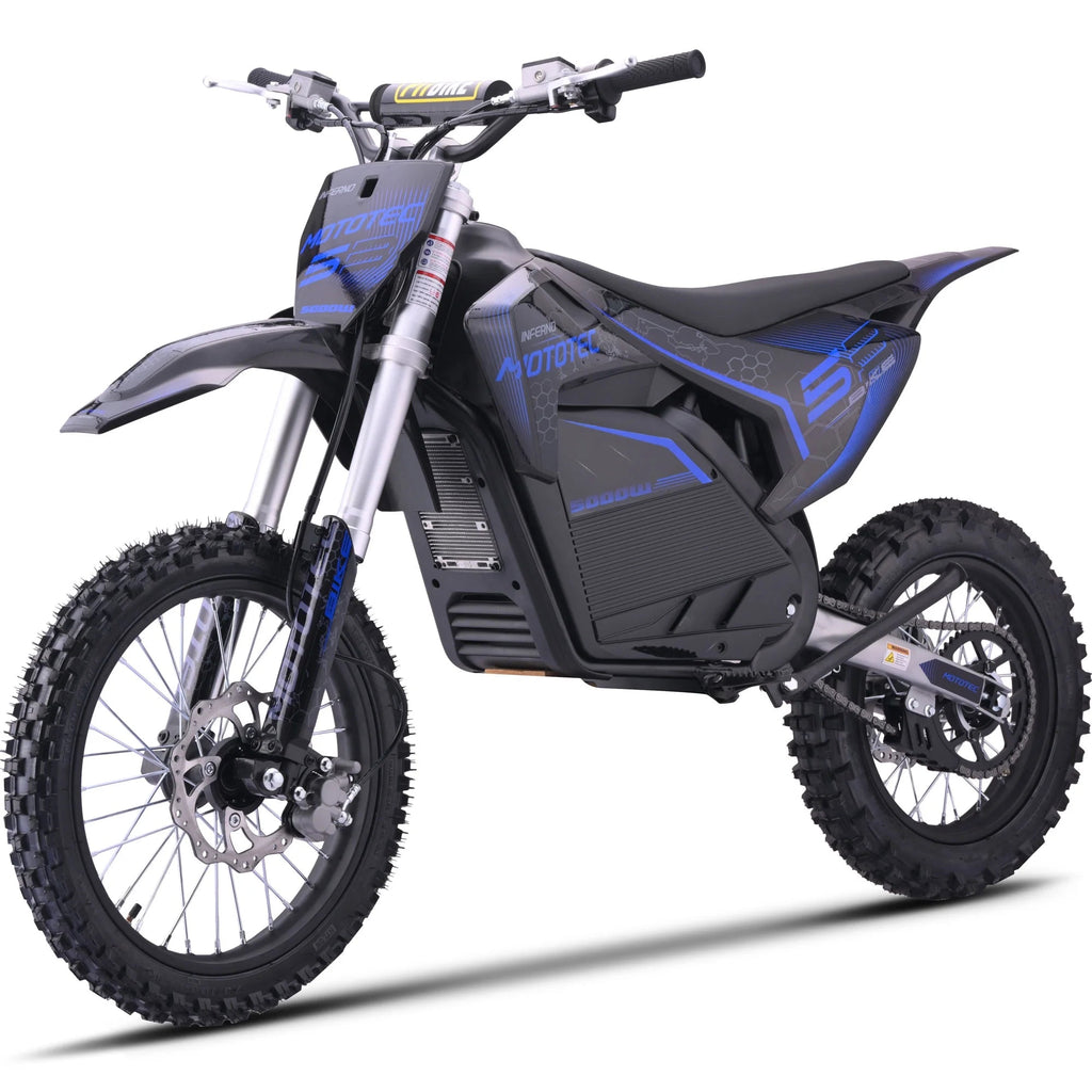 MotoTec Pro Electric Dirt Bike 72v 5000w Lithium Blue