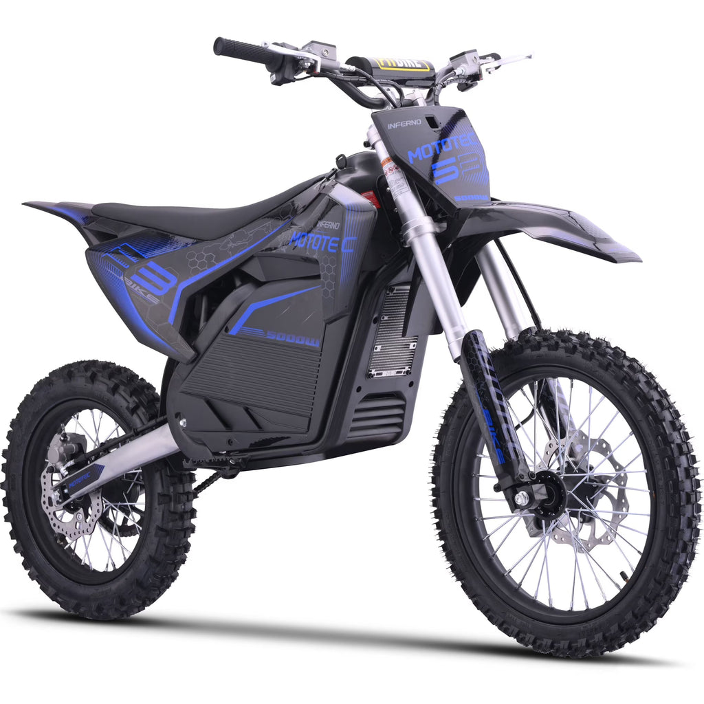 MotoTec Pro Electric Dirt Bike 72v 5000w Lithium Blue
