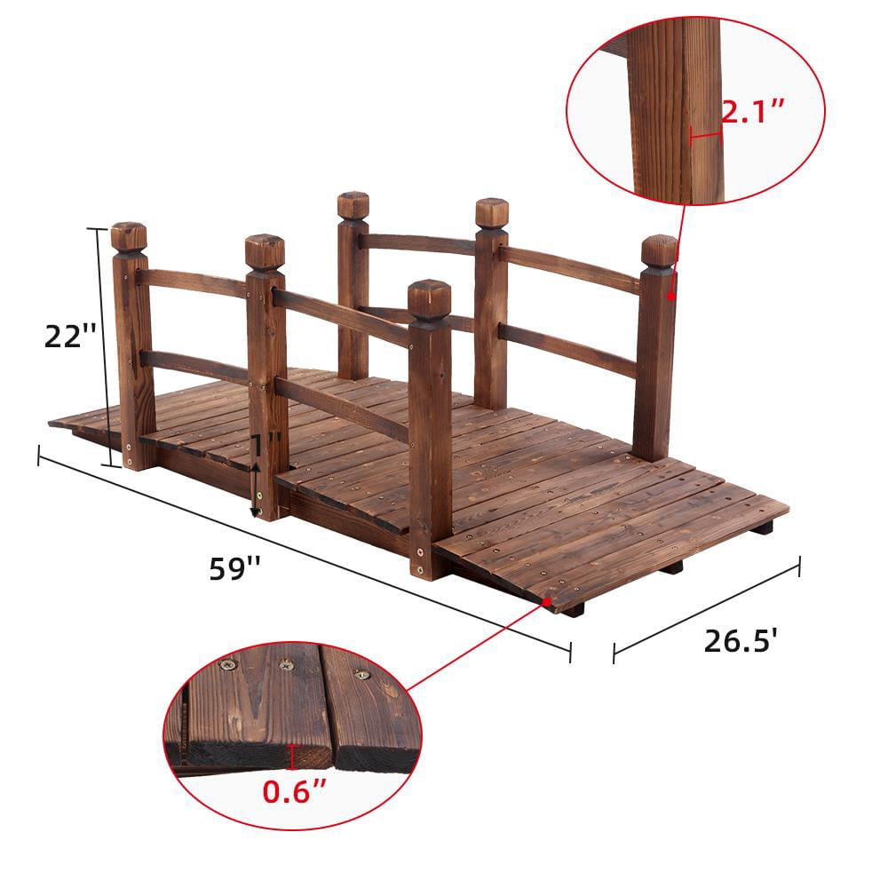 Ktaxon 5ft Arch Anticorrosive Landscape Bridge Carbonized Color