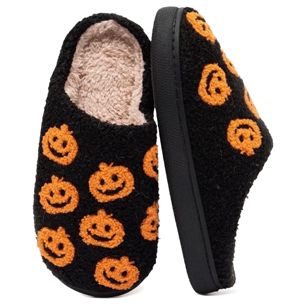 BERANMEY Halloween Slippers for Women Perfect Soft Plush Comfy Warm Slip-On Cute Womens Slippers Indoor Fluffy House Slippers for Women and Men Non-slip Fuzzy Flat Slides