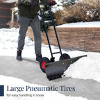 Best Choice Products 36in Galvanized Steel Blade Hand Snow Pusher With 2 Wheels, Adjustable Handle, Black