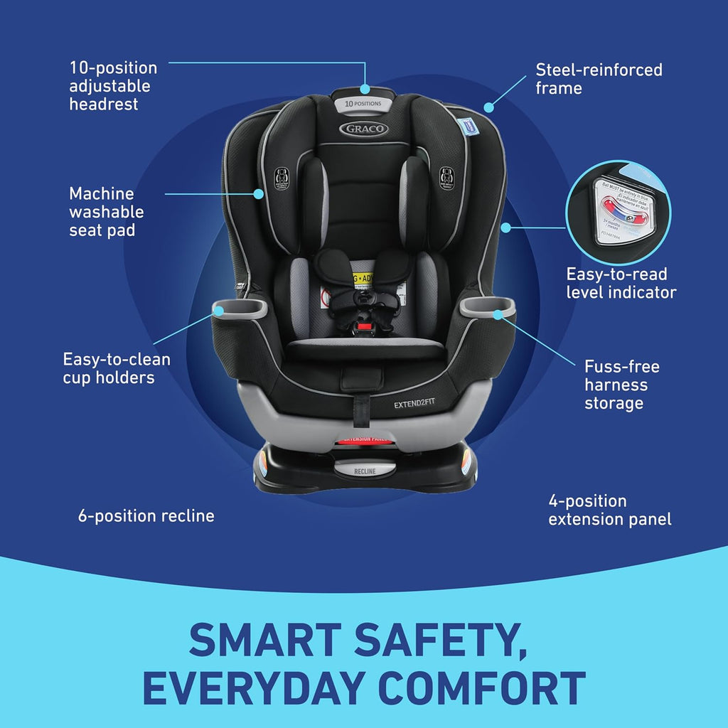 Convertible Baby Car Seat Rear- and Forward-Facing With Adjustable Extension Panel, Gotham - Extend2Fit