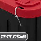 6 pack) Hyper Tough 27 Gallon Snap Lid Storage Bin, Black Base and Red Lid, Heavy-Duty Plastic Container