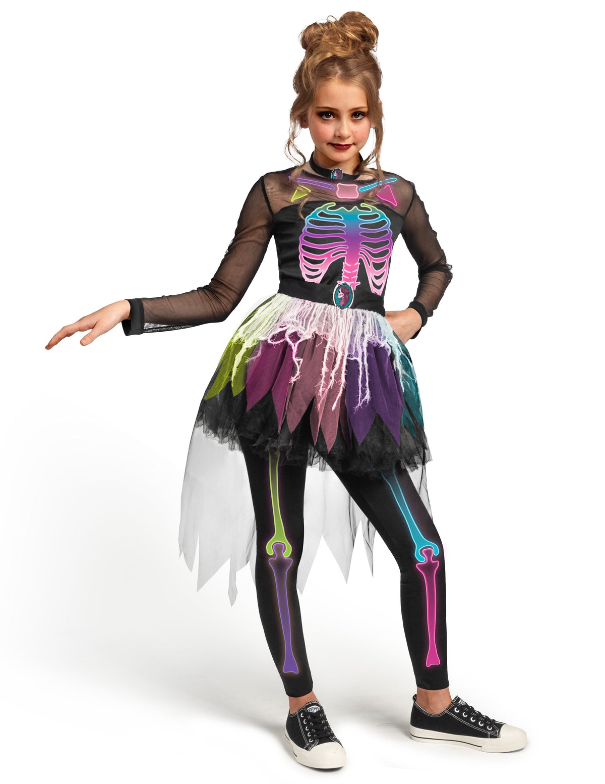 Joyfy Skeleton Tutu Dress for Girls, Skeleton Costume for Kids Halloween Dress Up Party Role Playing Cosplay