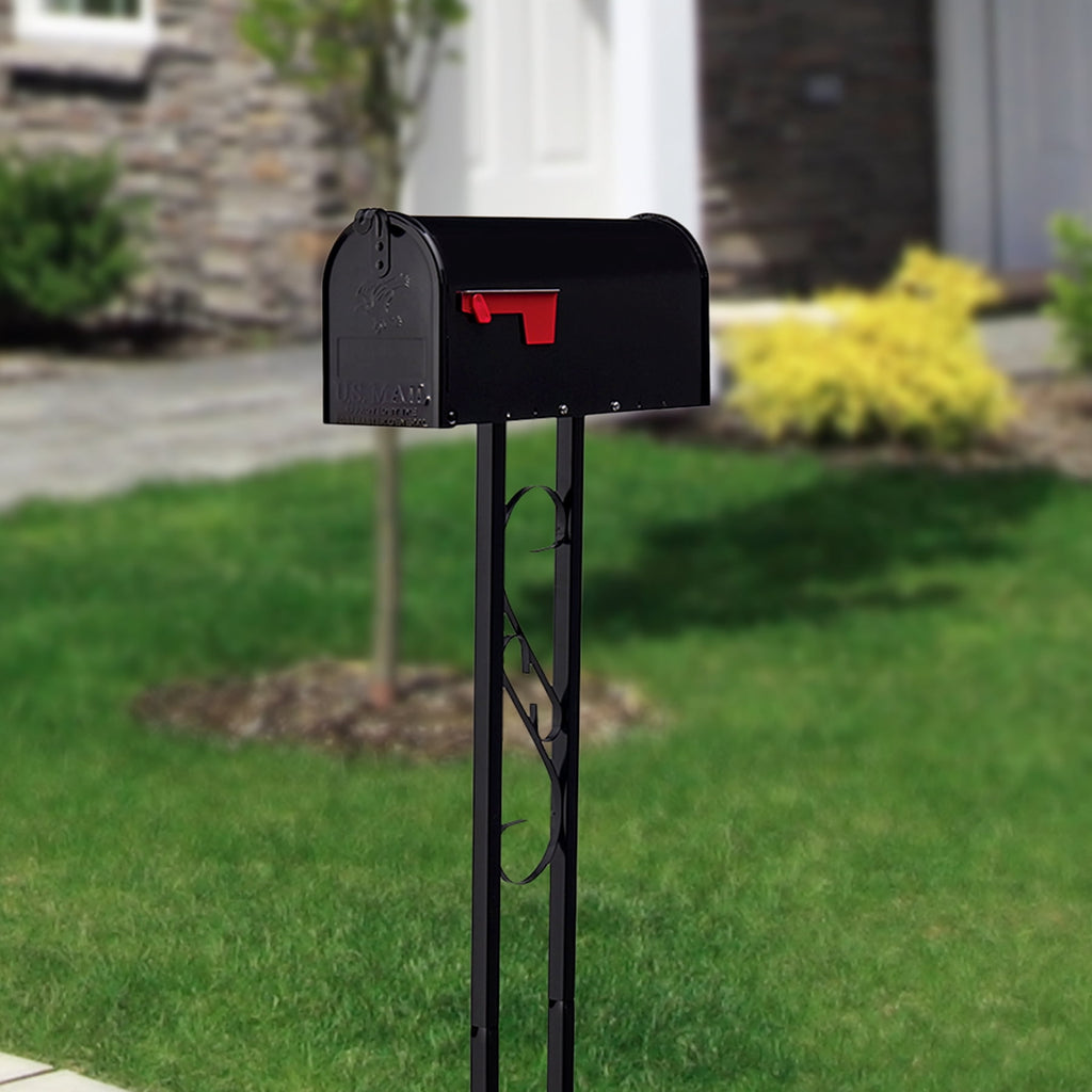 Architectural Mailboxes Mailbox To Go with Post Kit Galvanized Steel, Medium in Black