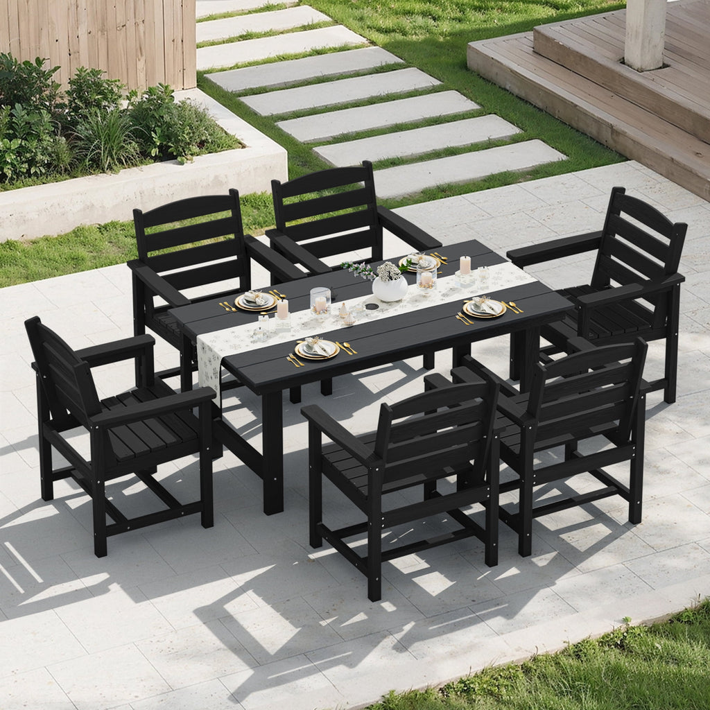 KINGYES All Weather Outdoor Dining Chairs Set of 2, HDPE Oversized Patio Chairs, Black