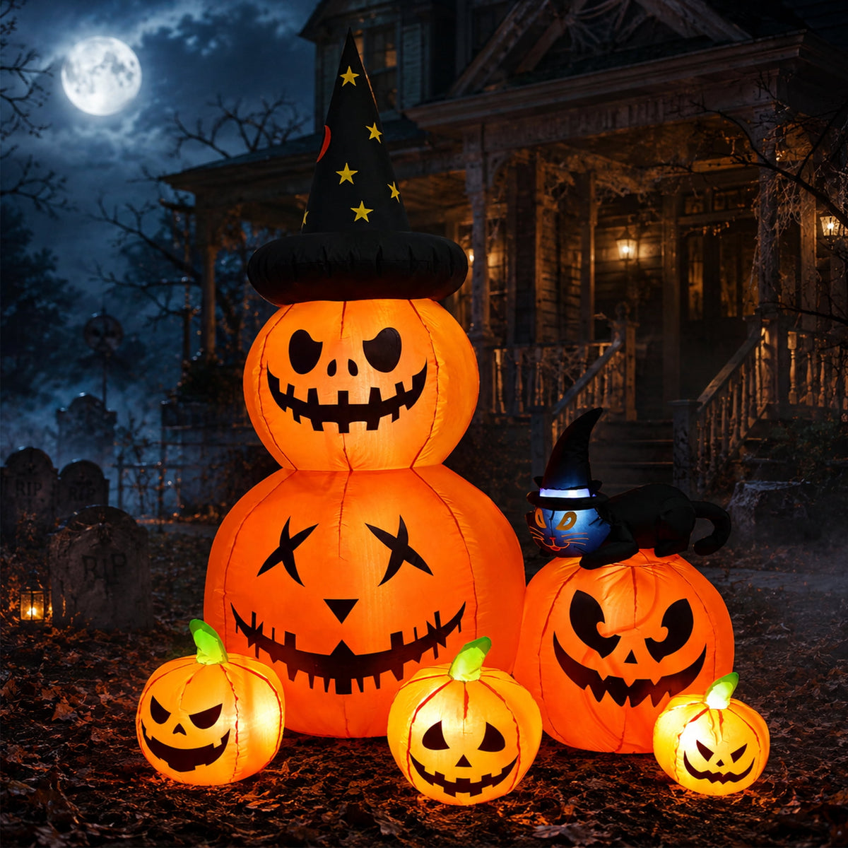 Faburo 12 ft Halloween Inflatable Ghost with Skull and Bleeding Eyeball, Outdoor Blow Up Yard Decoration for Party and Garden