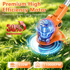 TNTANTS Electric Weed Wacker, Cordless String Trimmer with Wheels, 2Pcs 24V Batteries, 3 Types of Blades, Adjustable Length, Weed Eater Grass