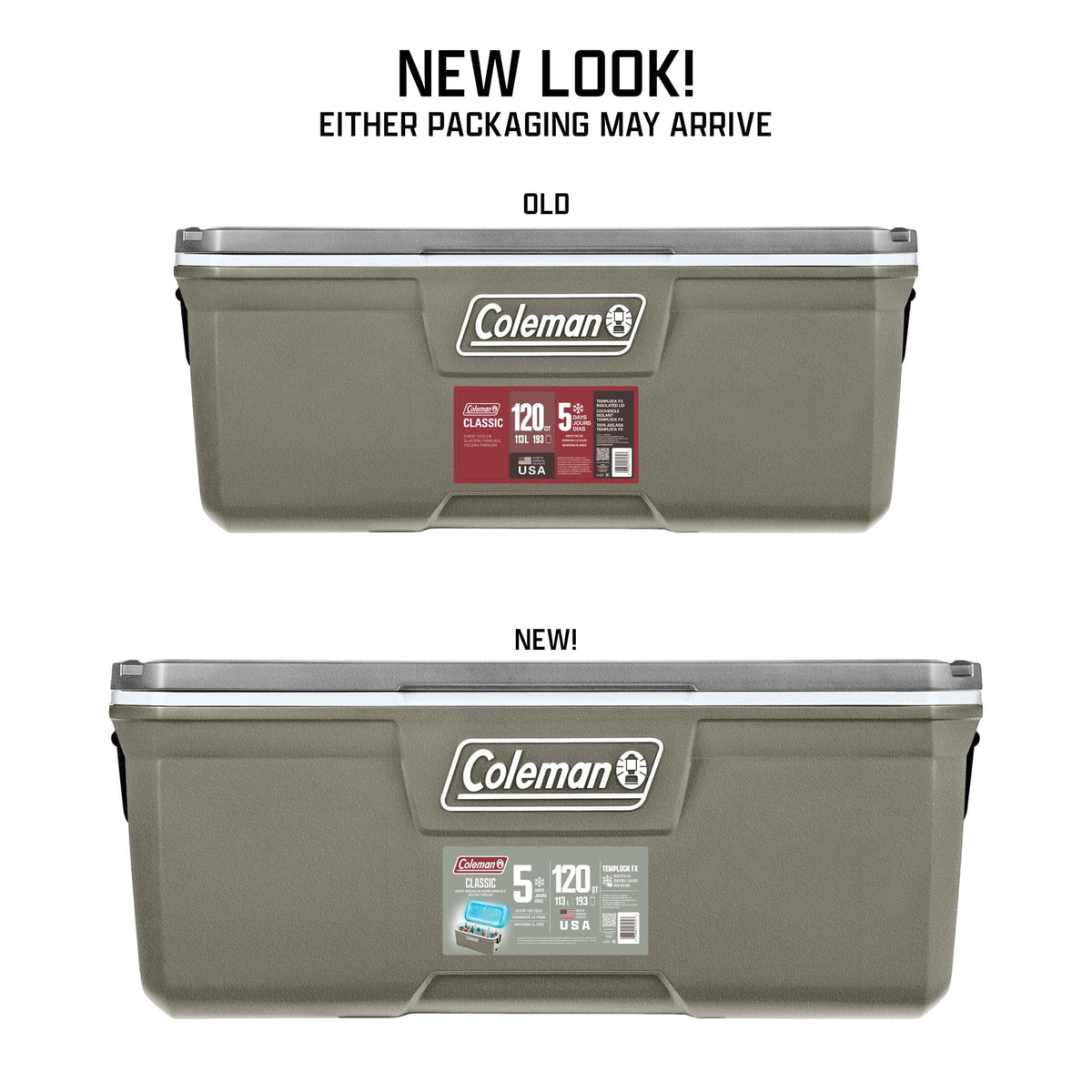 Coleman Classic 120 QT Hard-Sided Ice Chest Cooler, Silver Ash