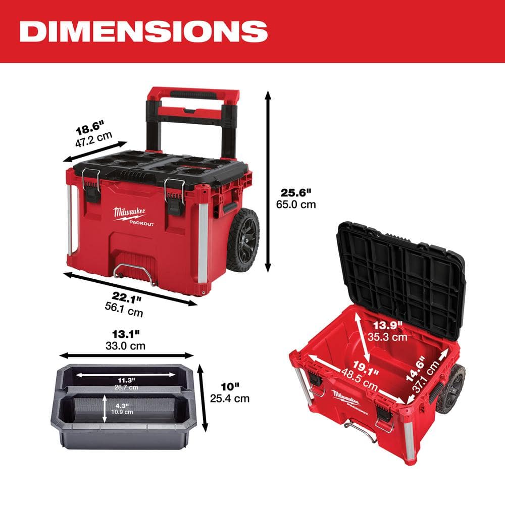 Milwaukee PACKOUT 22 in Rolling, Large and Medium Tool Box - 8426-8425-8424