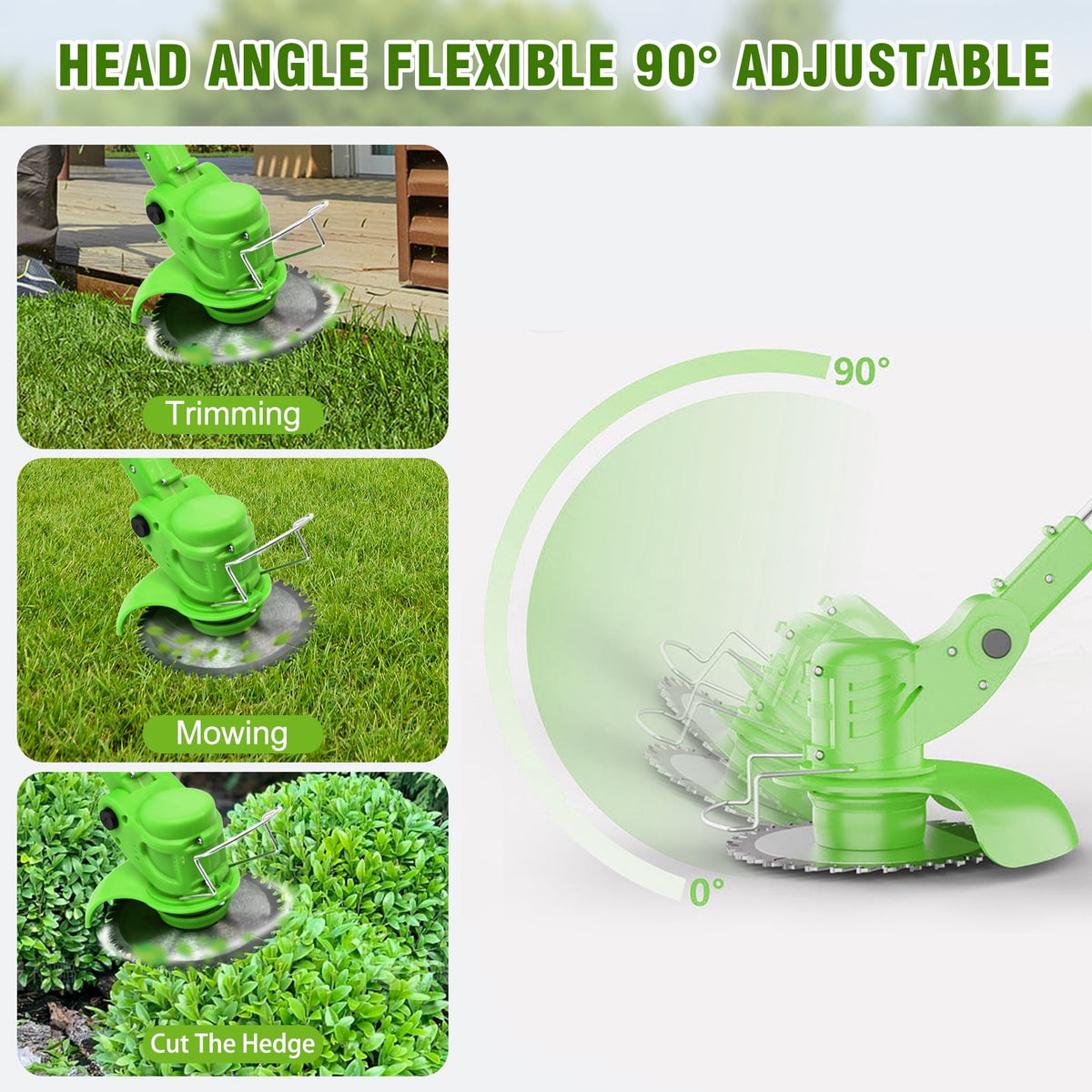 24V 650W Lawn Mover Electric Grass Trimmer Cordless W/2 Batteries, Battery Weed-Eater, Electric Weed Wacker, Lawn Mower Cordless Pruning Cutter Weed