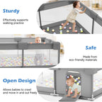 babyeap Baby Playpen,50x50 Inch Baby Playards for Babies and Toddlers,Fence Baby Play Yards for Indoor & Outdoor with Breathable Mesh,Dark Gray