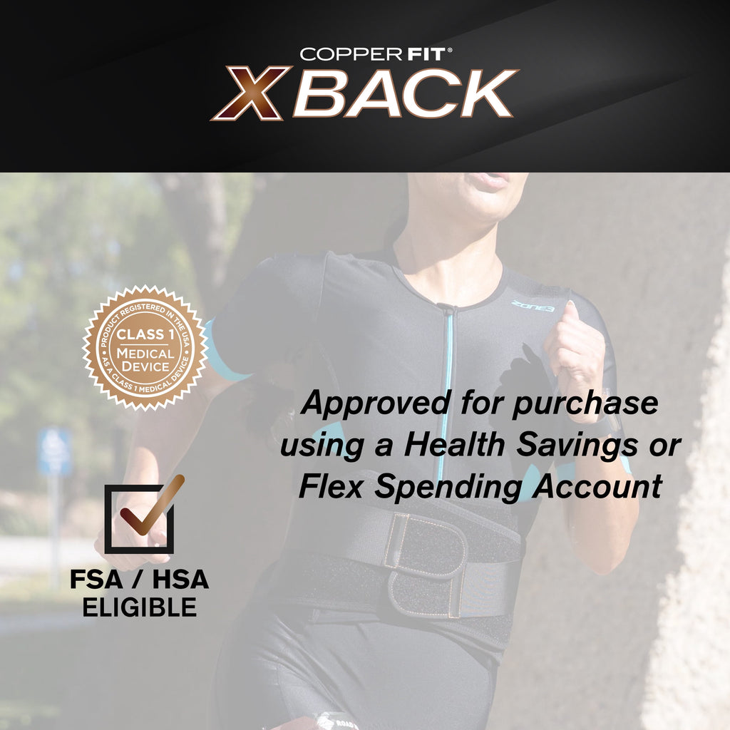 Copper Fit X-Back Brace for Lower Back Pain, Adjustable, Breathable (L/XL) - BLK