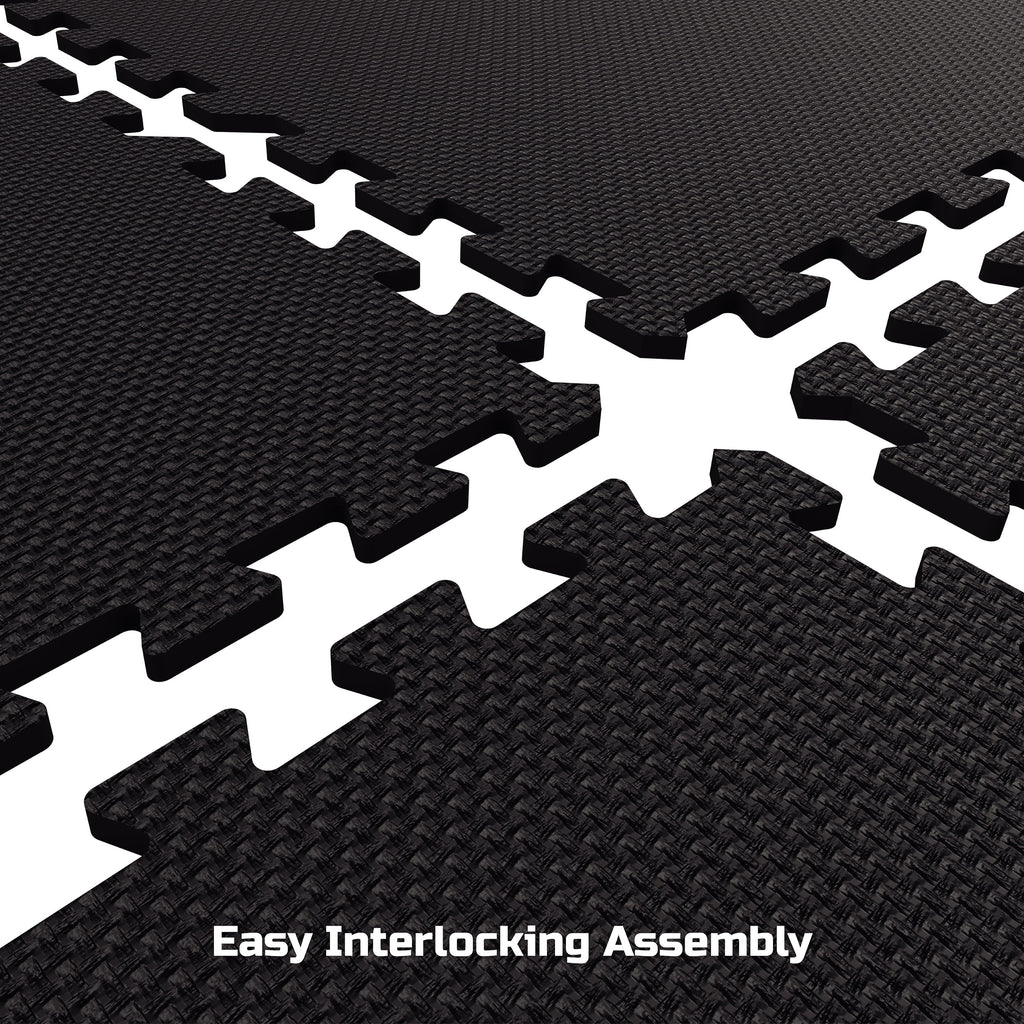 FitRx Pro Mat Exercise Mat, 24-Pack 24" x 24" Interlocking Foam Floor Tiles for Home Gym EVA Foam Mat, 96 sq. ft.