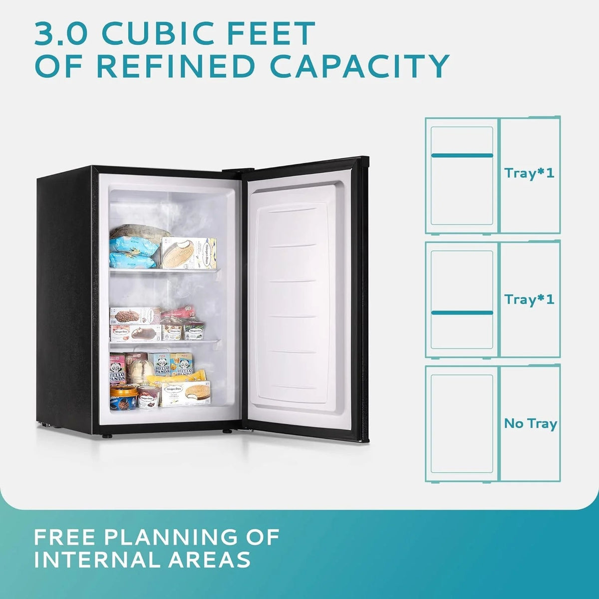 EUHOMY Compact Upright Freezer, 3.0 Cubic Feet, Silver Stainless Steel Door - MF-30-Y