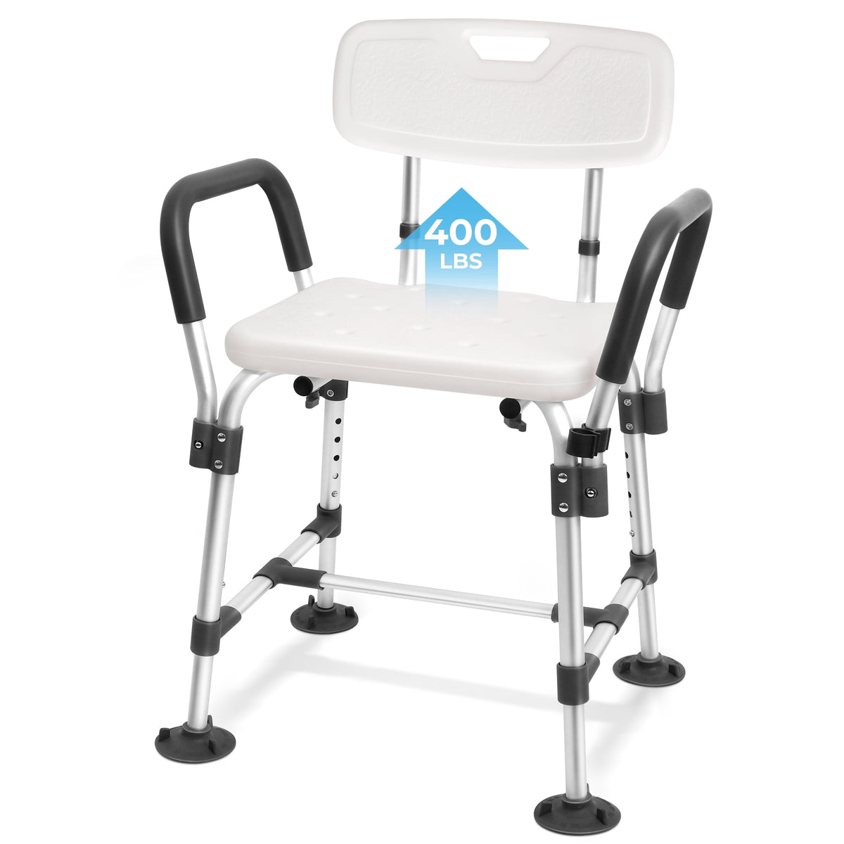 COSYWILL Shower Chair for Inside Shower,Bath Chair with Arms and Back,Heavy Duty Safety Shower Bench with Height Adjustable Bath Seat,White