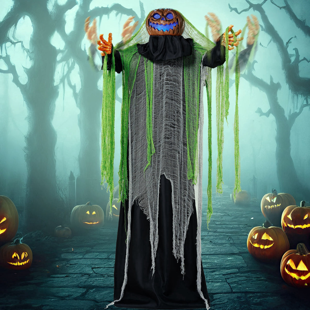 Joyfy Halloween Decorations Outdoor, Sound Activated with LED Eyes & Sound & Motion, Decor for Yard Farm Garden Indoor Haunted House