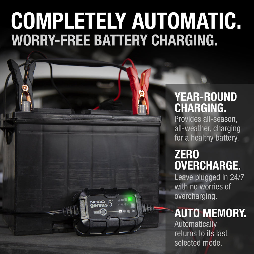 NOCO GENIUS5: 5A 6V/12V Smart Battery Charger, Maintainer and Desulfator