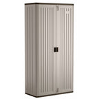 Suncast Mega Tall Resin Outdoor Storage Cabinet With 3 Shelves, Platinum Metallic