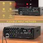 Sunbuck 2000W Bluetooth 5.0 HiFi Stereo Receiver, Karaoke Power Amplifier with FM USB SD AUX Remote, Home Theater Audio System for Speakers