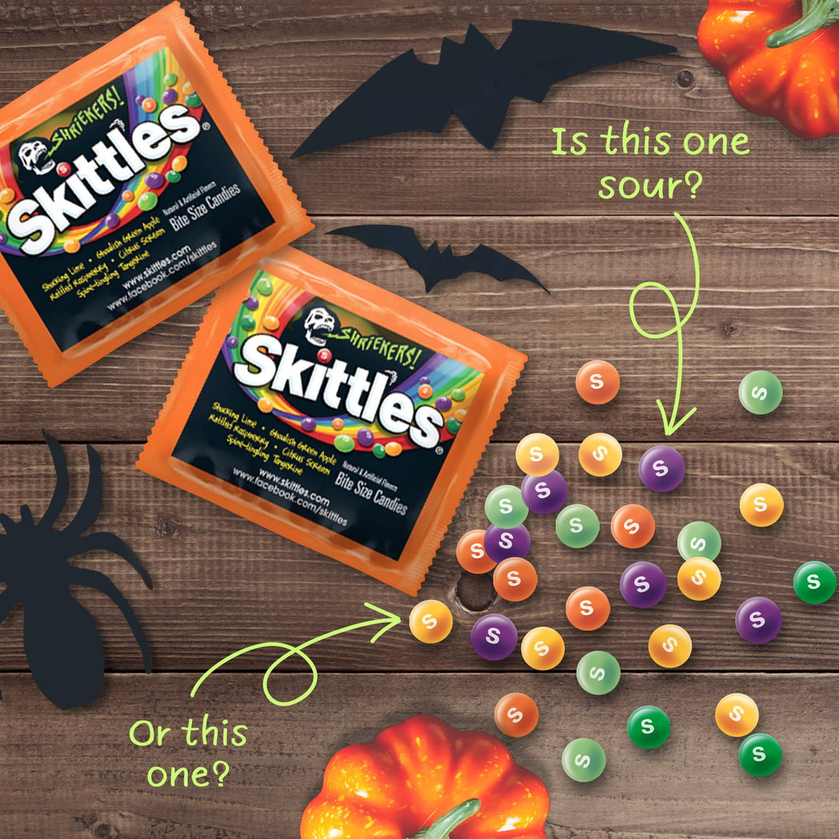 Skittles Shriekers Sour Fun Size Halloween Chewy Candy - 8.47 oz Bag