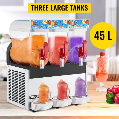 Commercial Frozen Drink Slush Machine, 45 L, 3 Tanks