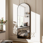 BEAUTYPEAK Arched Full Length Floor Mirror 64"x21.1" Full Body Standing Mirror,Black