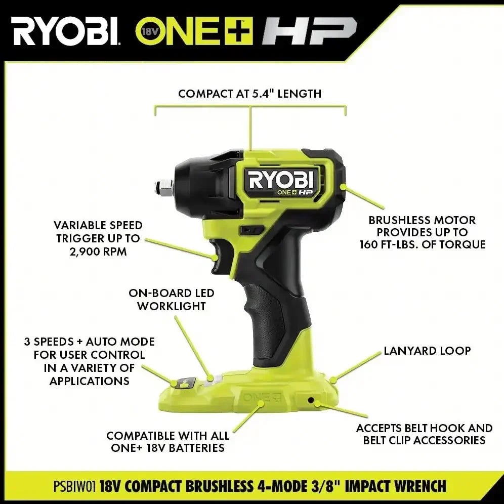 RYOBI 18V ONE+ HP Compact Brushless 6-Tool Combo Kit